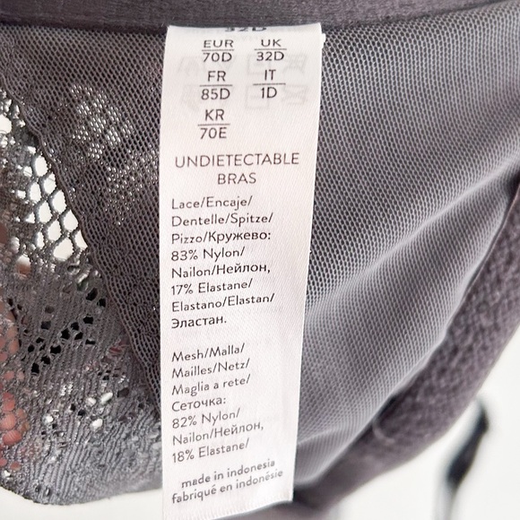 Spanx Undie-Tectable Push Up Plunge Bra Dark Gray 32D - Picture 3 of 3